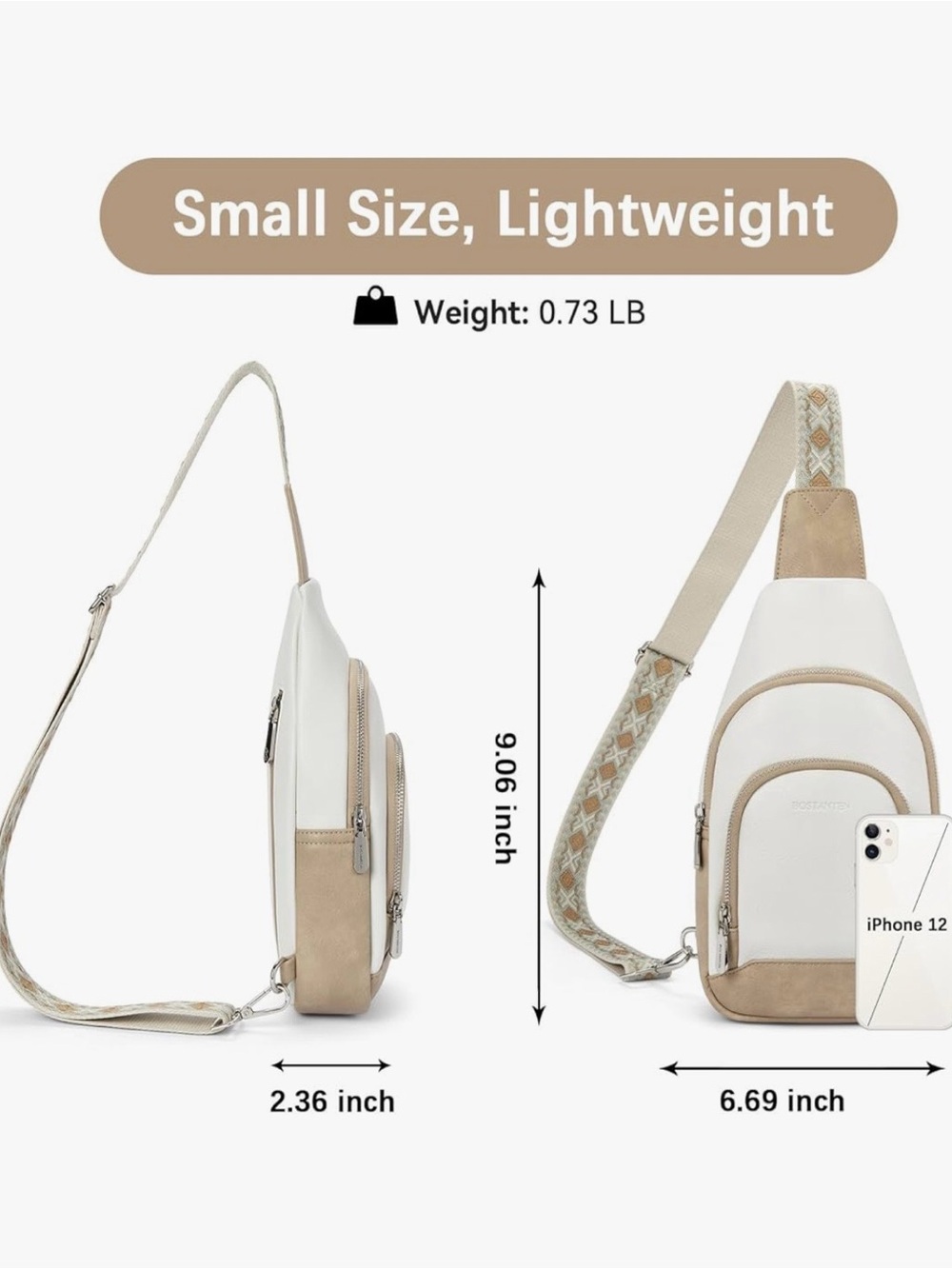 Ivory & Tan Crossbody Sling Bag - Picture 7 of 8